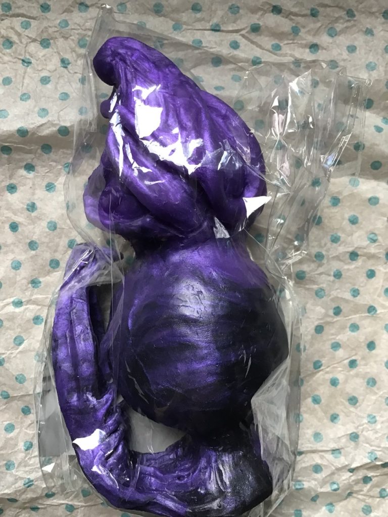 The repoured toy inside the sealed plastic bag